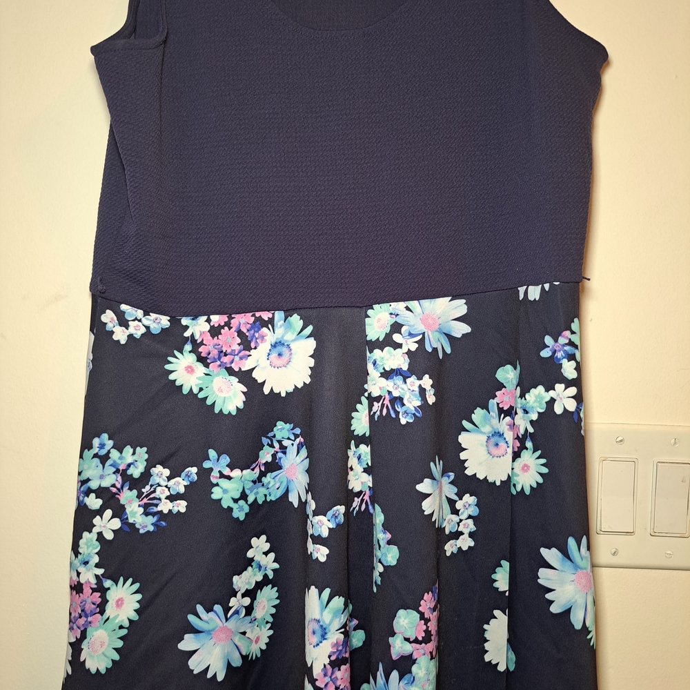 Blue Pleated A-line Dress for Wedding Guests